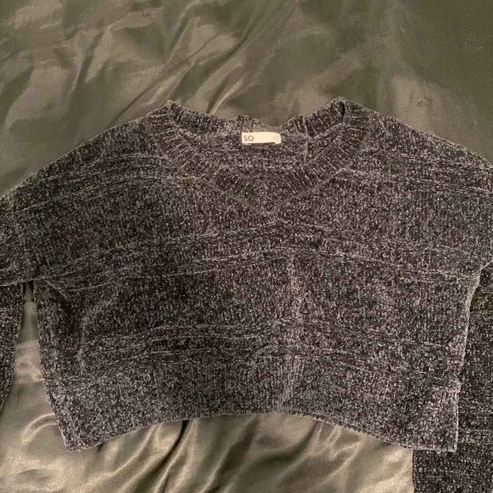 Soft Velvet Kitted Cropped Sweater